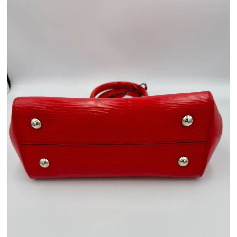 Authentic Louis Vuitton Coquelicot Red Epi Marly BB Handbag Crossbody Bag 2Way